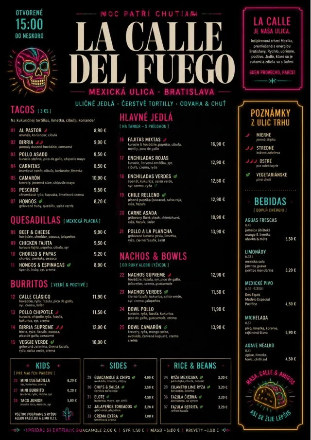 Night Market Neon mexican-menu menu template preview