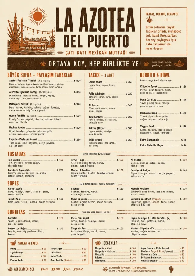 Family Style Feast mexican-menu menu template preview