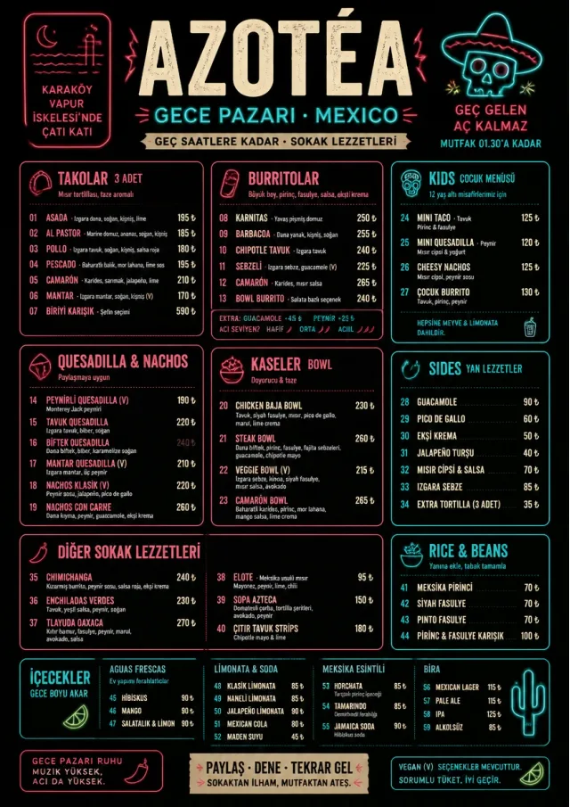 Night Market Neon mexican-menu menu template preview