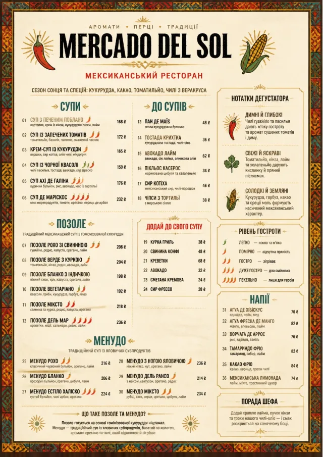 Spice Market Bold mexican-menu menu template preview