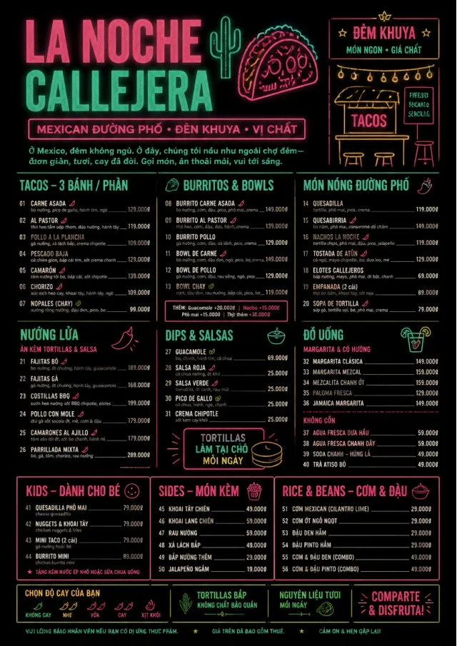 Night Market Neon mexican-menu menu template preview