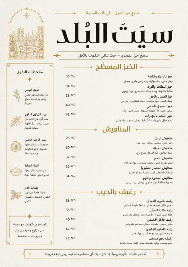 Fine Regional middle-eastern-menu menu template preview