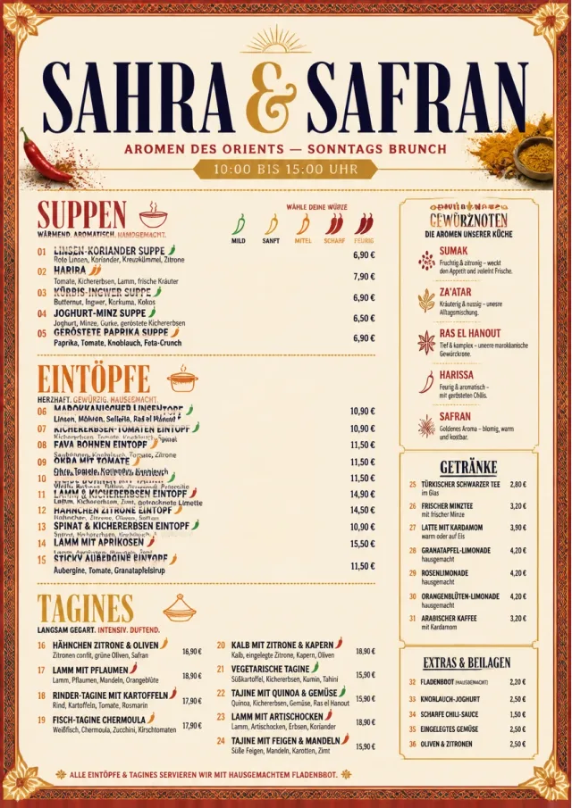 Spice Market Bold middle-eastern-menu menu template preview