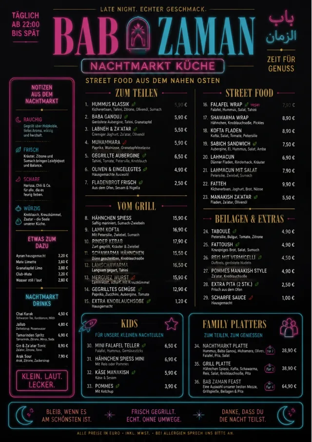 Night Market Neon middle-eastern-menu menu template preview