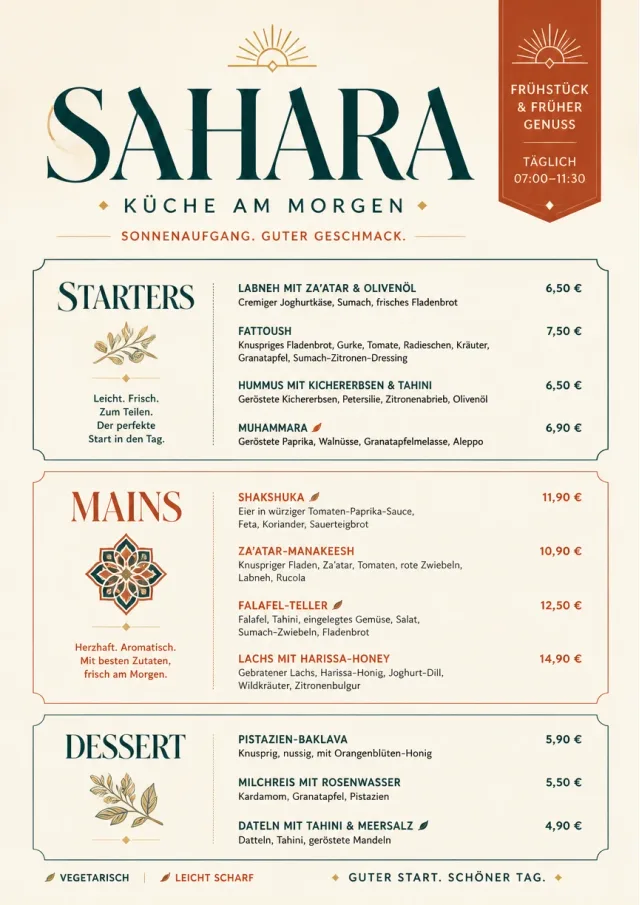 Chef Carte Brève middle-eastern-menu menu template preview