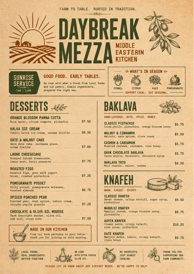 Farm Table Rustic middle-eastern-menu menu template preview