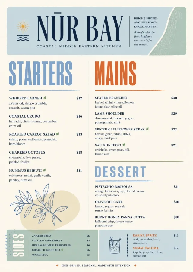 Chef Carte Brève middle-eastern-menu menu template preview