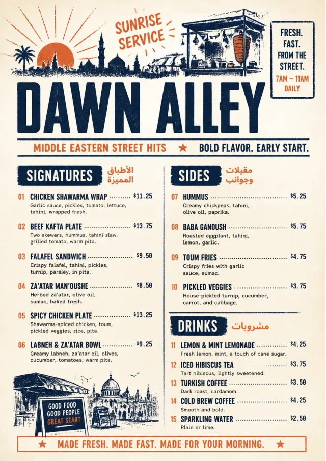 Street Stall Flyer middle-eastern-menu menu template preview