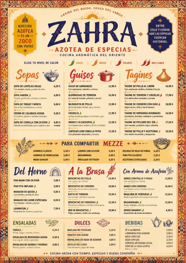 Spice Market Bold middle-eastern-menu menu template preview