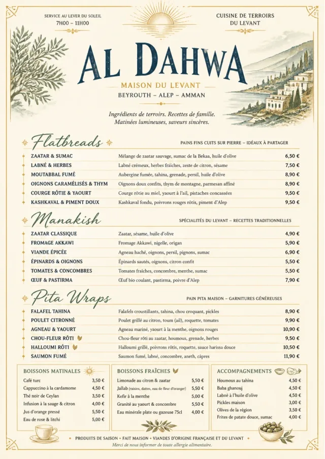 Fine Regional middle-eastern-menu menu template preview