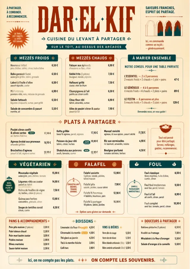 Family Style Feast middle-eastern-menu menu template preview