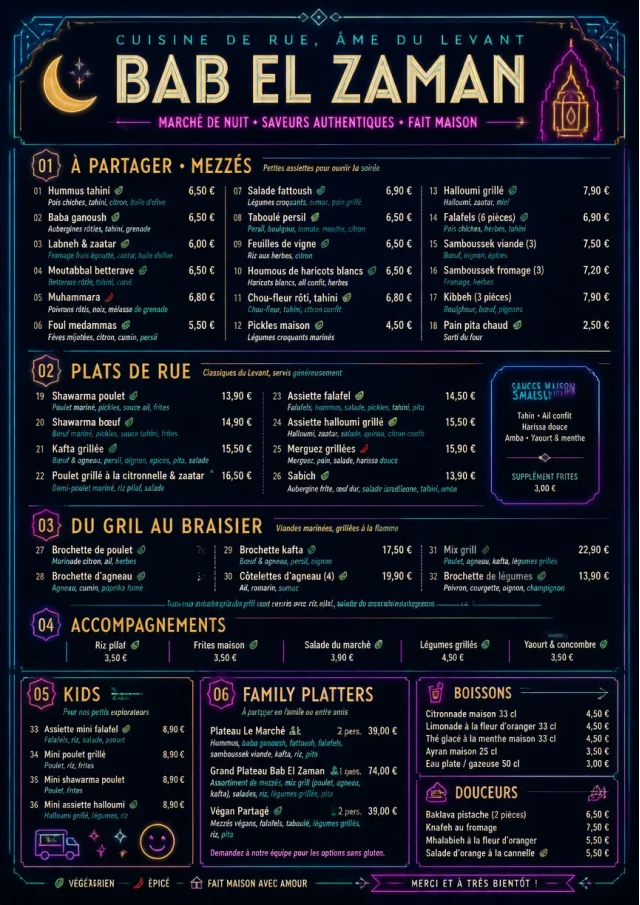 Night Market Neon middle-eastern-menu menu template preview