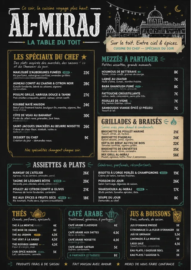 Chef Specials Board middle-eastern-menu menu template preview