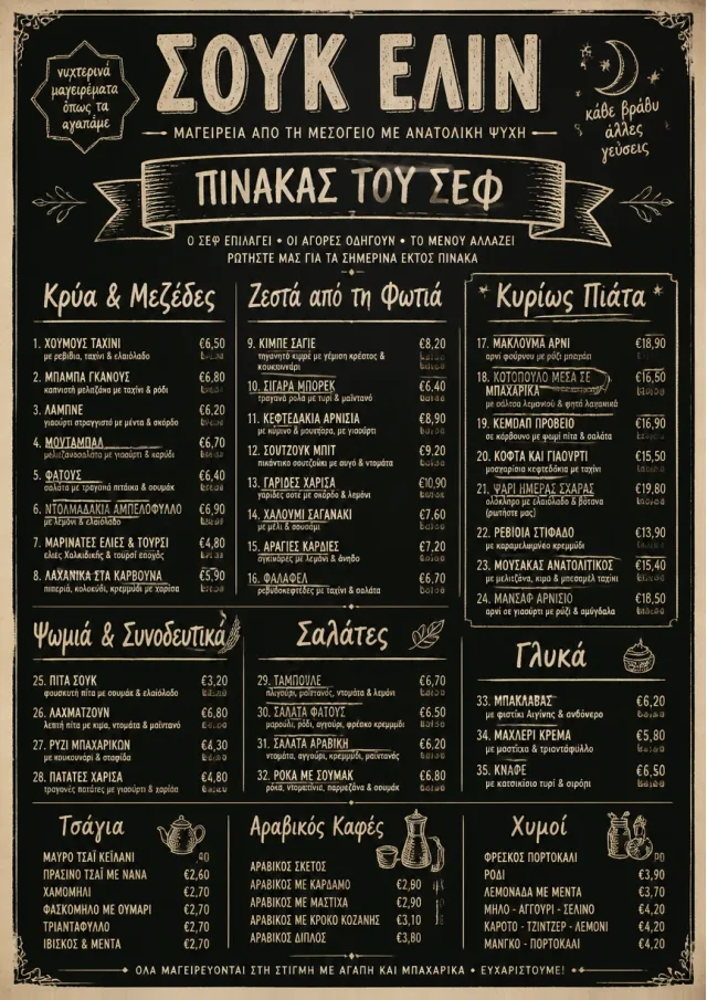 Chef Specials Board middle-eastern-menu menu template preview