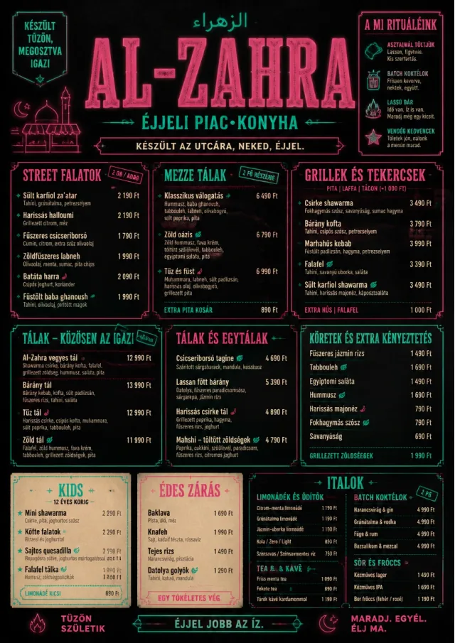 Night Market Neon middle-eastern-menu menu template preview