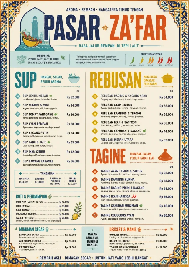 Spice Market Bold middle-eastern-menu menu template preview