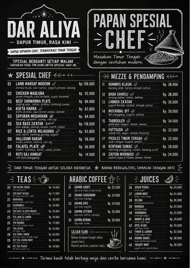 Chef Specials Board middle-eastern-menu menu template preview
