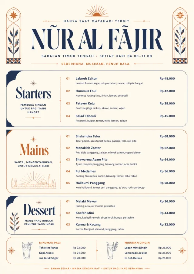 Chef Carte Brève middle-eastern-menu menu template preview