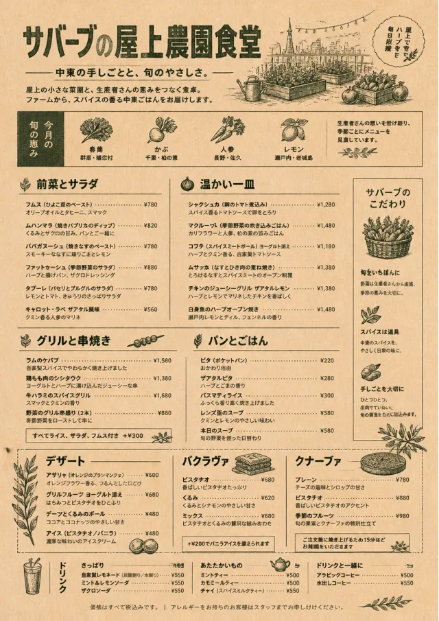 Farm Table Rustic middle-eastern-menu menu template preview