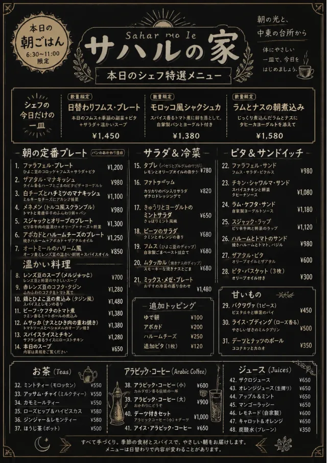 Chef Specials Board middle-eastern-menu menu template preview