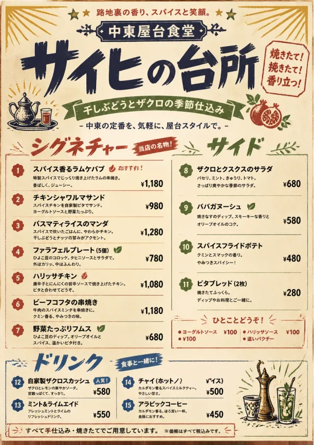 Street Stall Flyer middle-eastern-menu menu template preview