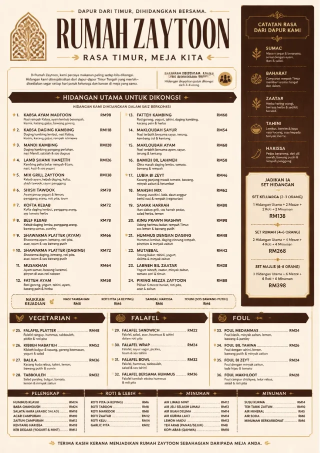 Family Style Feast middle-eastern-menu menu template preview
