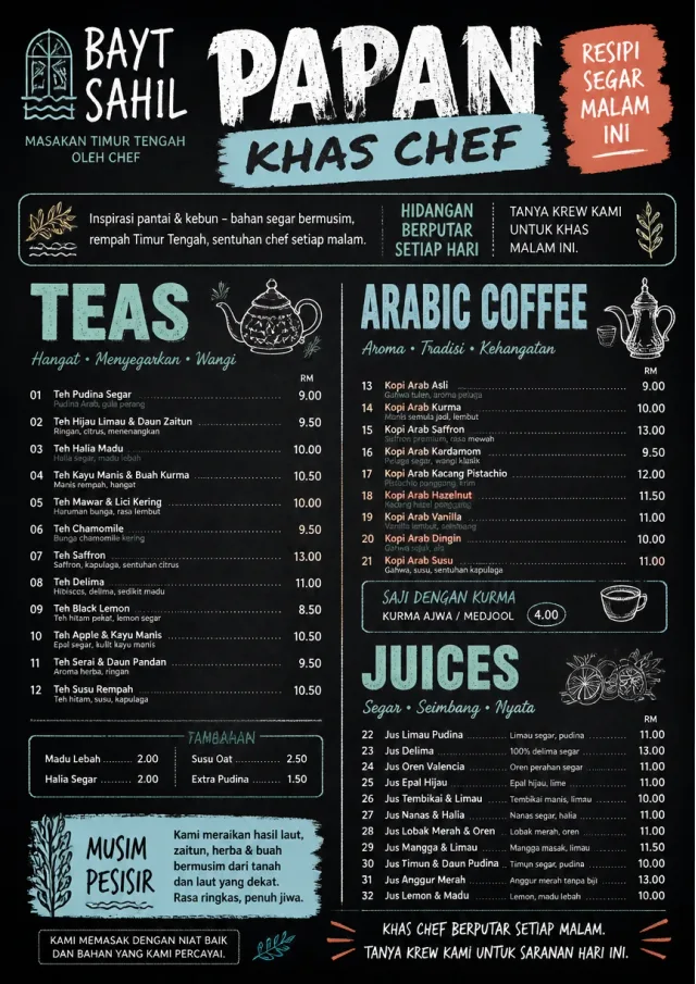 Chef Specials Board middle-eastern-menu menu template preview