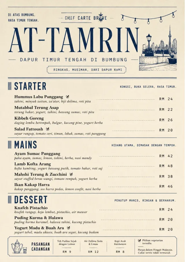 Chef Carte Brève middle-eastern-menu menu template preview