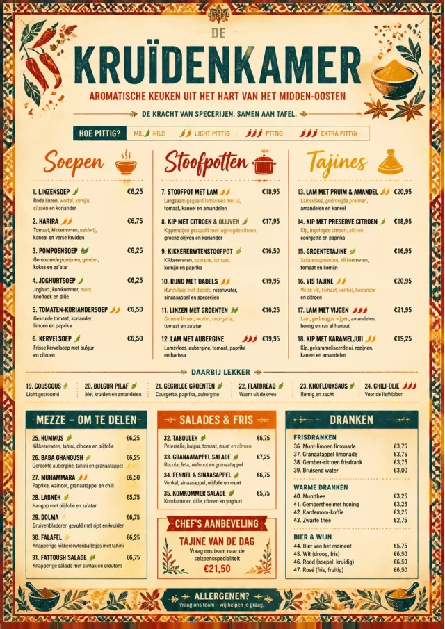Spice Market Bold middle-eastern-menu menu template preview