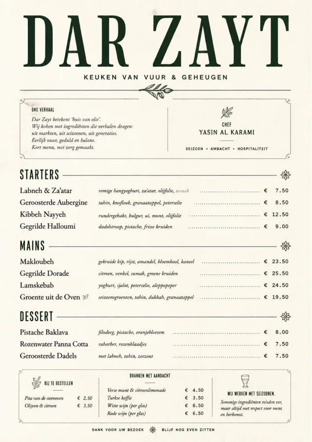 Chef Carte Brève middle-eastern-menu menu template preview