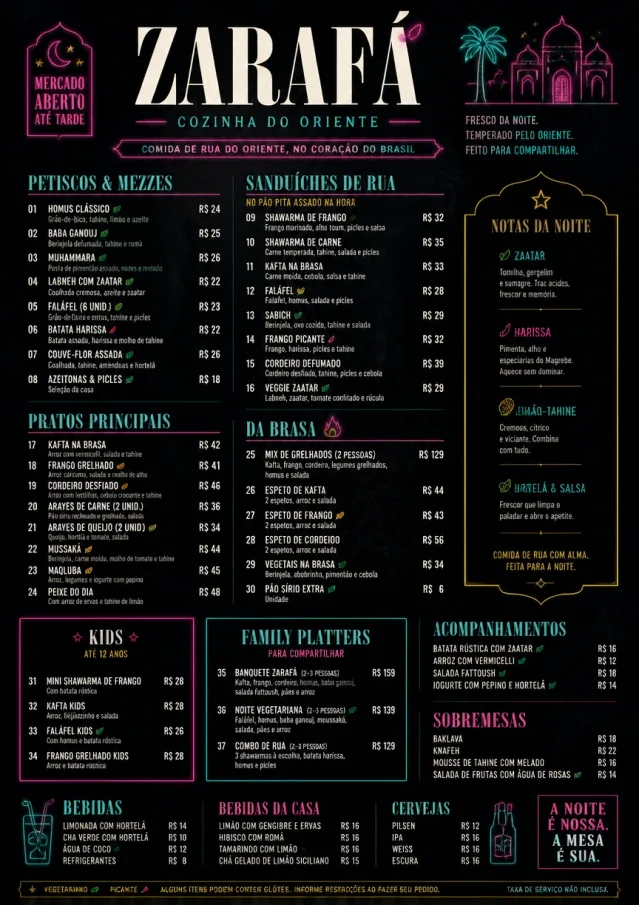 Night Market Neon middle-eastern-menu menu template preview
