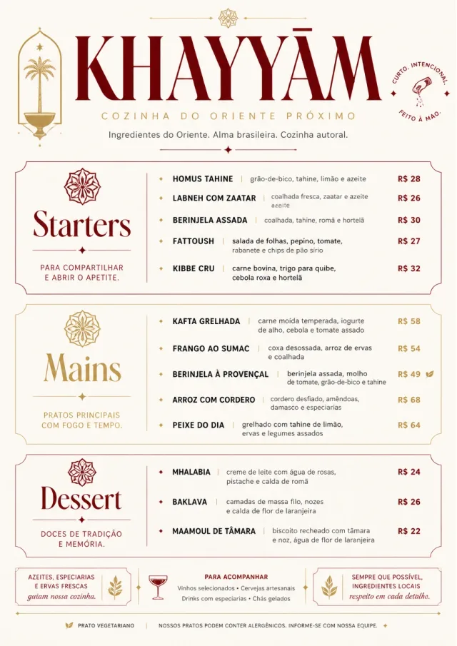 Chef Carte Brève middle-eastern-menu menu template preview