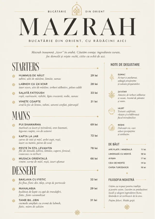Chef Carte Brève middle-eastern-menu menu template preview