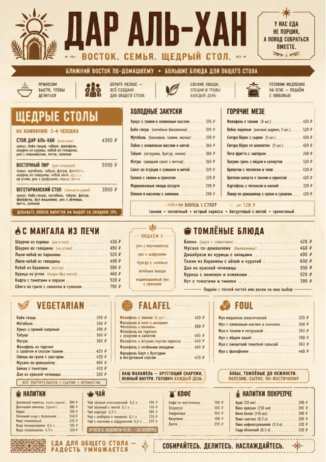 Family Style Feast middle-eastern-menu menu template preview