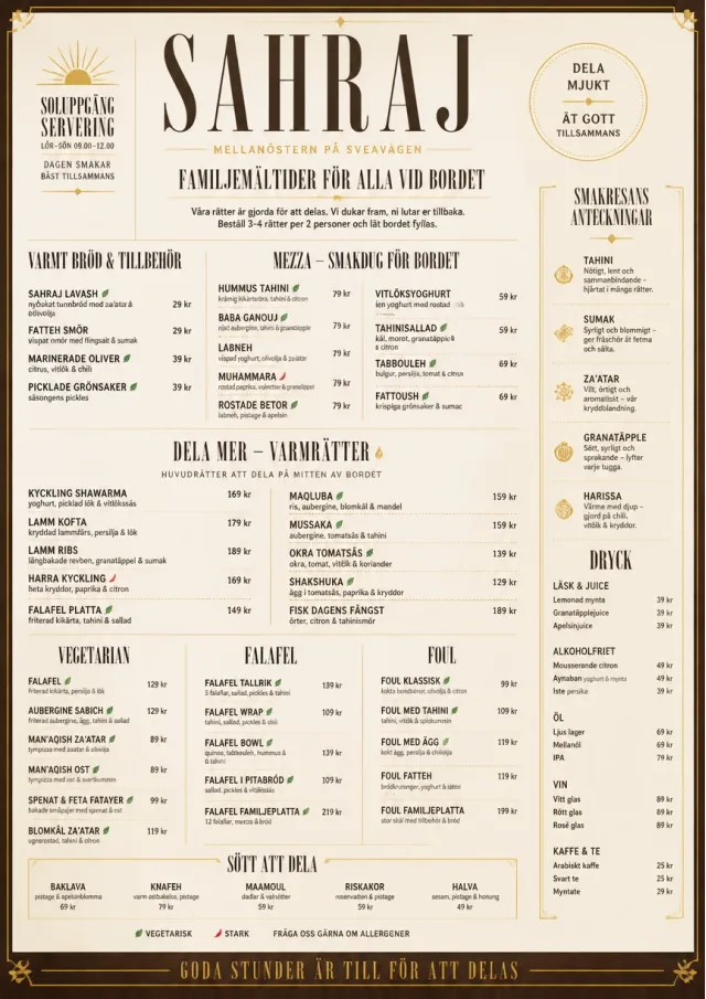 Family Style Feast middle-eastern-menu menu template preview