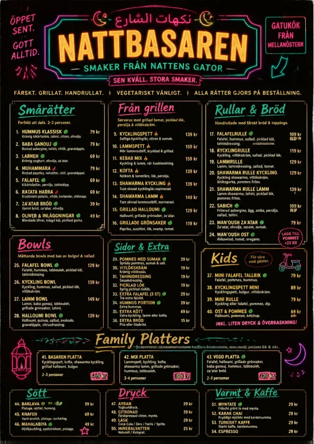 Night Market Neon middle-eastern-menu menu template preview