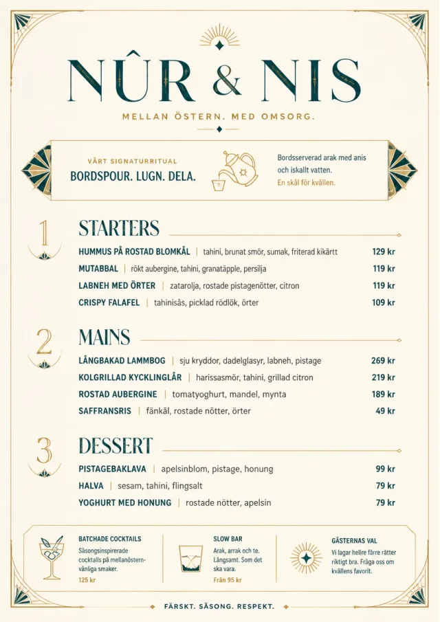 Chef Carte Brève middle-eastern-menu menu template preview