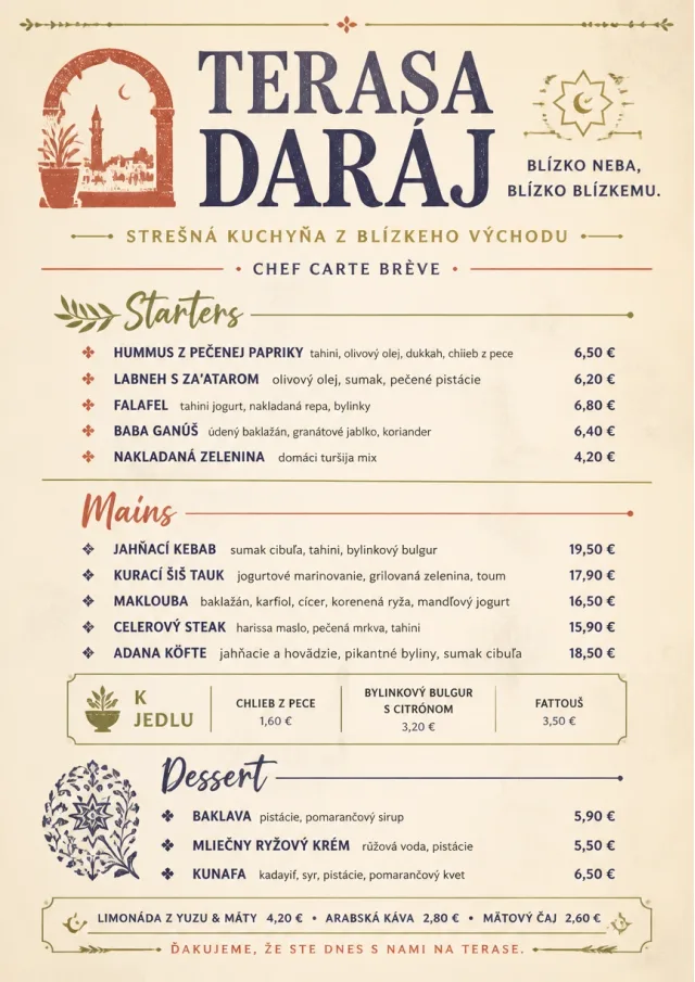 Chef Carte Brève middle-eastern-menu menu template preview