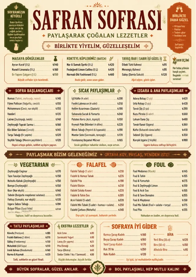 Family Style Feast middle-eastern-menu menu template preview