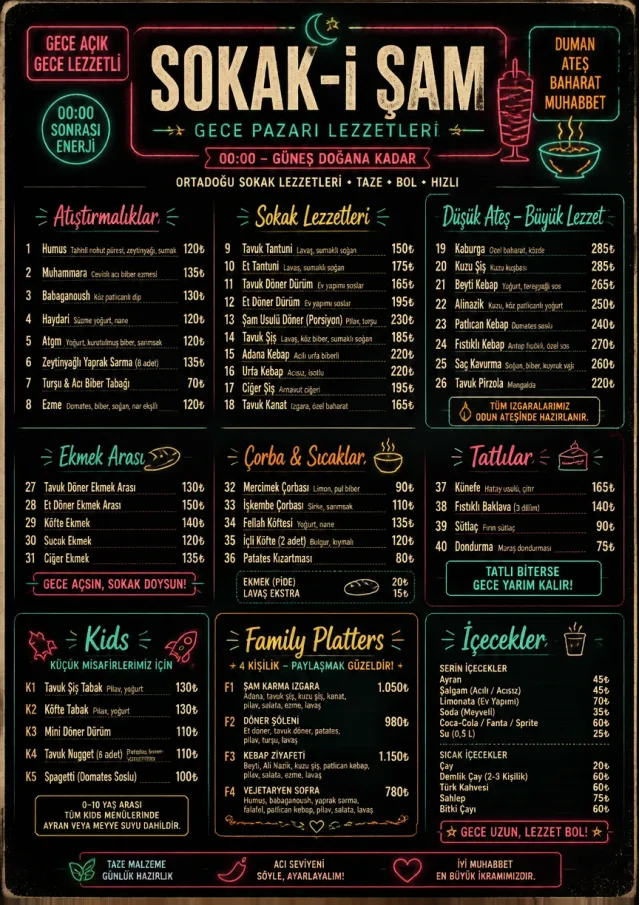 Night Market Neon middle-eastern-menu menu template preview