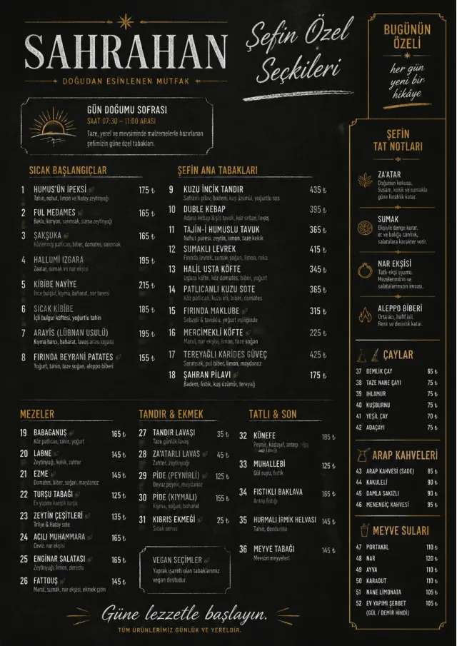 Chef Specials Board middle-eastern-menu menu template preview