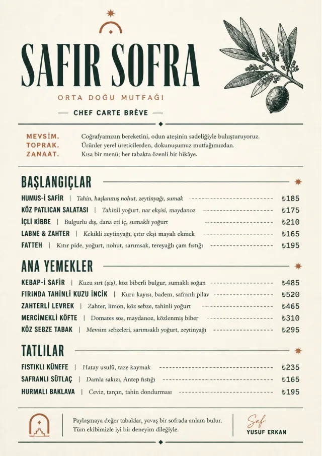 Chef Carte Brève middle-eastern-menu menu template preview