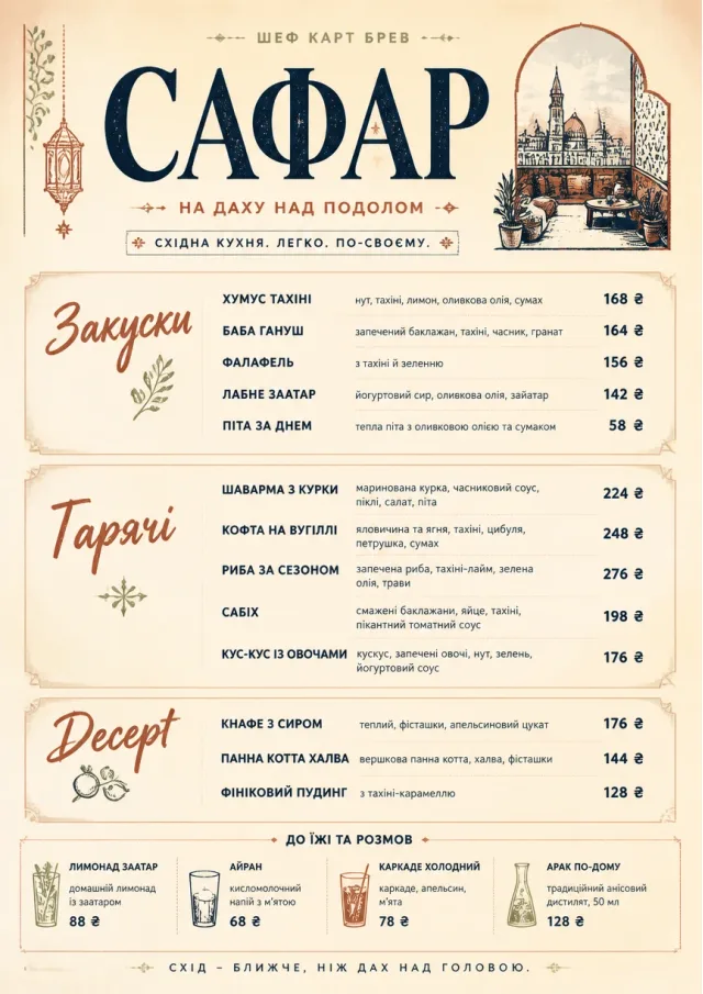 Chef Carte Brève middle-eastern-menu menu template preview