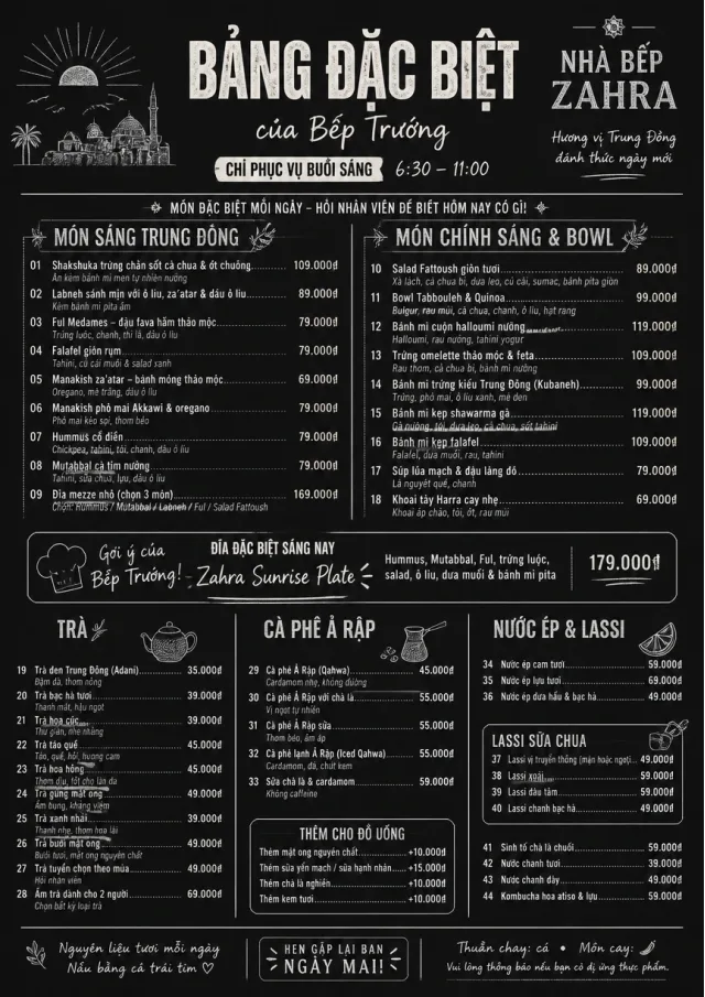 Chef Specials Board middle-eastern-menu menu template preview