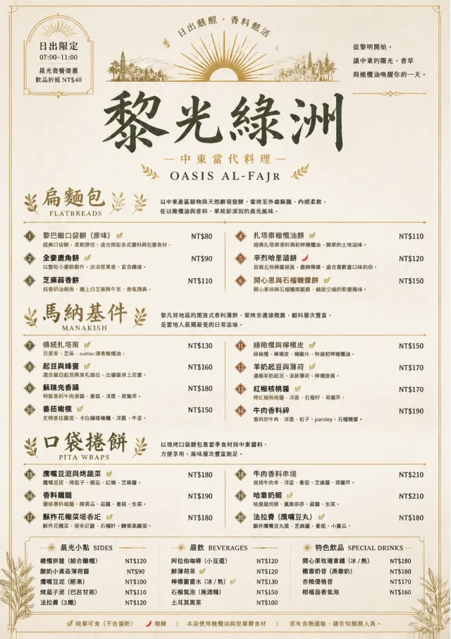 Fine Regional middle-eastern-menu menu template preview