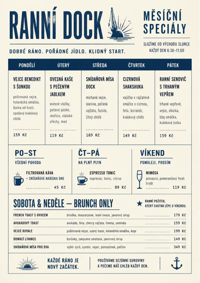 Weekly Board Clean monthly-menu menu template preview