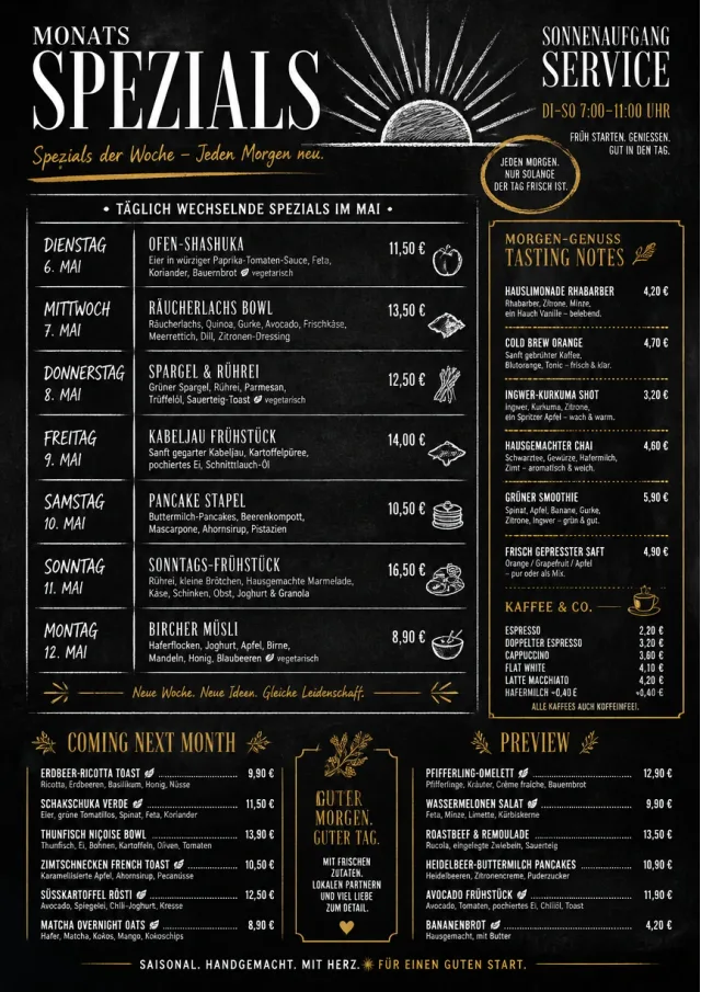 Chalkboard Specials Week monthly-menu menu template preview