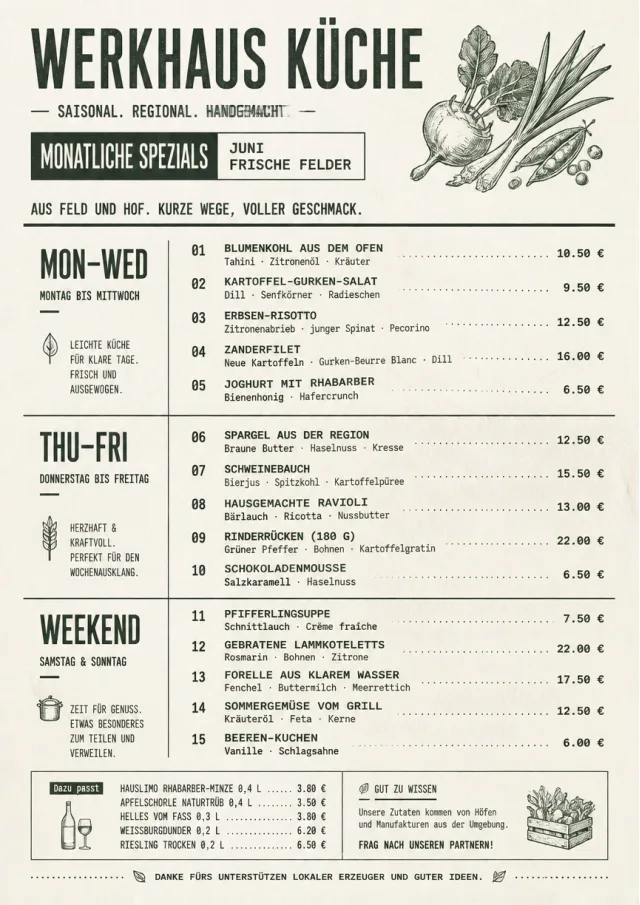 Weekly Board Clean monthly-menu menu template preview
