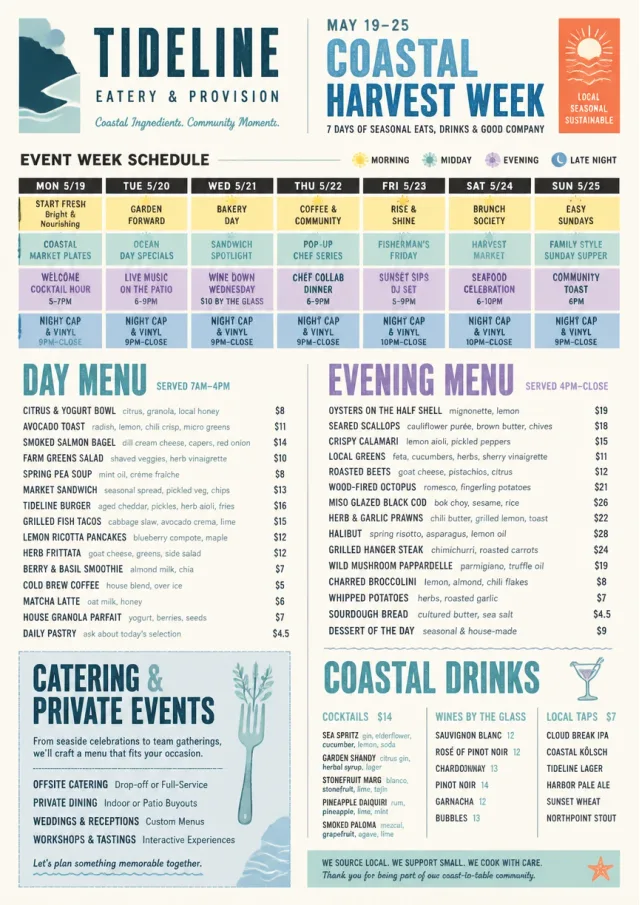 Event Week Schedule monthly-menu menu template preview