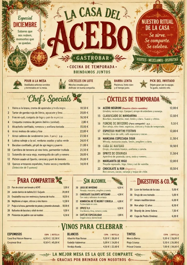 Holiday Festive monthly-menu menu template preview